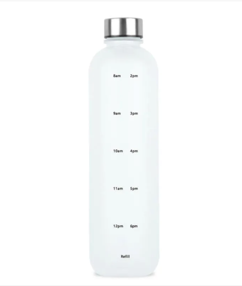 Frosted Gradient Plastic Sports Water Bottle with Handle