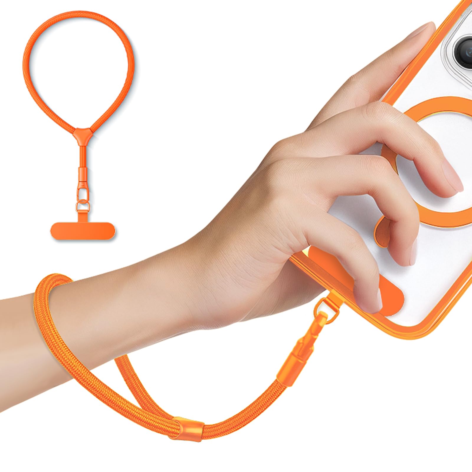 saxsion Hand Wrist Strap LanyardUniversal Cell Phone Multifuctional Patch Lanyards Compatible with Most Smartphones for Women and Men (Orange)